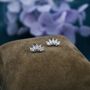 Marquise Cluster Crown Stud Earrings Sterling Silver, thumbnail 3 of 11