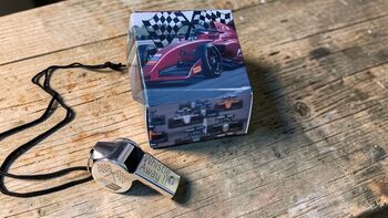 Personalised F3 Racing Whistle Gift – Engraved Metal Referee Whistle In Themed Box, 4 of 6