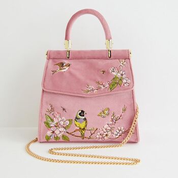 Morning Song Bird Embroidered Mini Pink Tote, 4 of 10