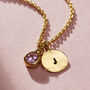 Birthstone And Initial Disc Charm Bracelet, thumbnail 3 of 6