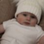 White Embroidered Baby Hat, thumbnail 2 of 6