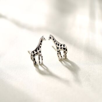 Sterling Silver Cute Little Giraffe Stud Earrings, 8 of 11