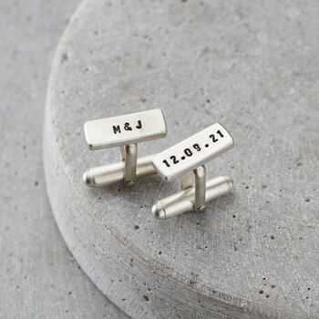 Personalised Silver Rectangle Cufflinks, 2 of 9