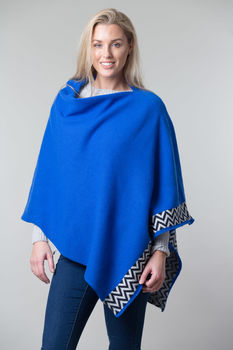 Electric Blue Lambswool Knitted Poncho, 8 of 8