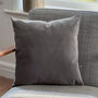 Luxury Super Soft Velvet Cushion Silver Grey, thumbnail 3 of 6