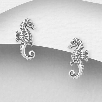 Sterling Silver Seahorse Earrings, 2 of 3