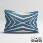 Blue And Ivory Traditional Handwoven Ikat Cushion Cover, thumbnail 1 of 7