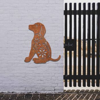 Metal Dog And Cat Set Wall Art Metal Garden Decor, 8 of 10