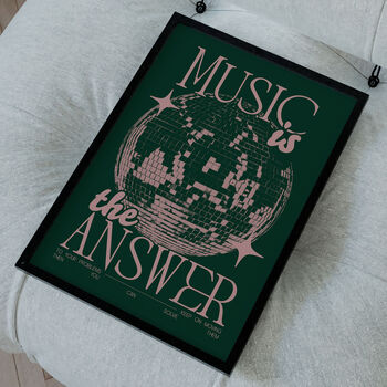 Music Is The Answer Print | Disco Ball | House Music | Music Poster | Wall Art | Groovy | Bold | Typographic | Dj | Wall Decor |, 5 of 9