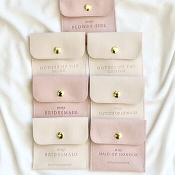 Bridesmaid Pearl Earrings Bridal Party Gift With Personalised Pouch, 4 of 4