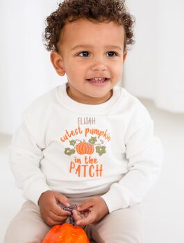 Child's Halloween 'Cutest Pumpkin' Embroidered Personalised Sweatshirt Jumper, 2 of 10