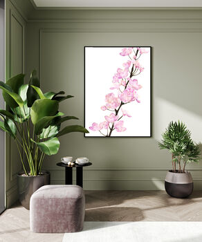 Custom Personalised Cherry Blossom April Flower Print, 3 of 5