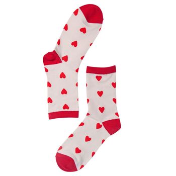 Women's Bamboo Socks Valentine's Day Red Love Hearts, 3 of 4