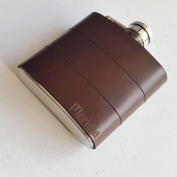 Custom Leather Hip Flask With Name, 2 of 5