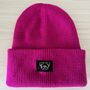 Deep Cuff Hot Pink Beanie With Embroidered British Bulldog, thumbnail 1 of 3