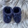 Navy Blue Knitted Baby Booties With Bow, thumbnail 5 of 6