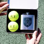 Personalised Tennis Shield Tin With Hip Flask Gift For Him, thumbnail 4 of 8