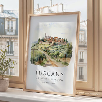 Italy Travel Poster Of Tuscany Vineyard, 3 of 7