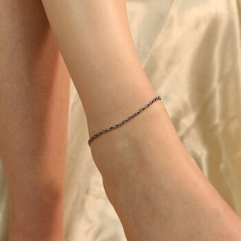 Oxidized Silver Plated Twisted Braid Chain Payal Anklet, 2 of 7