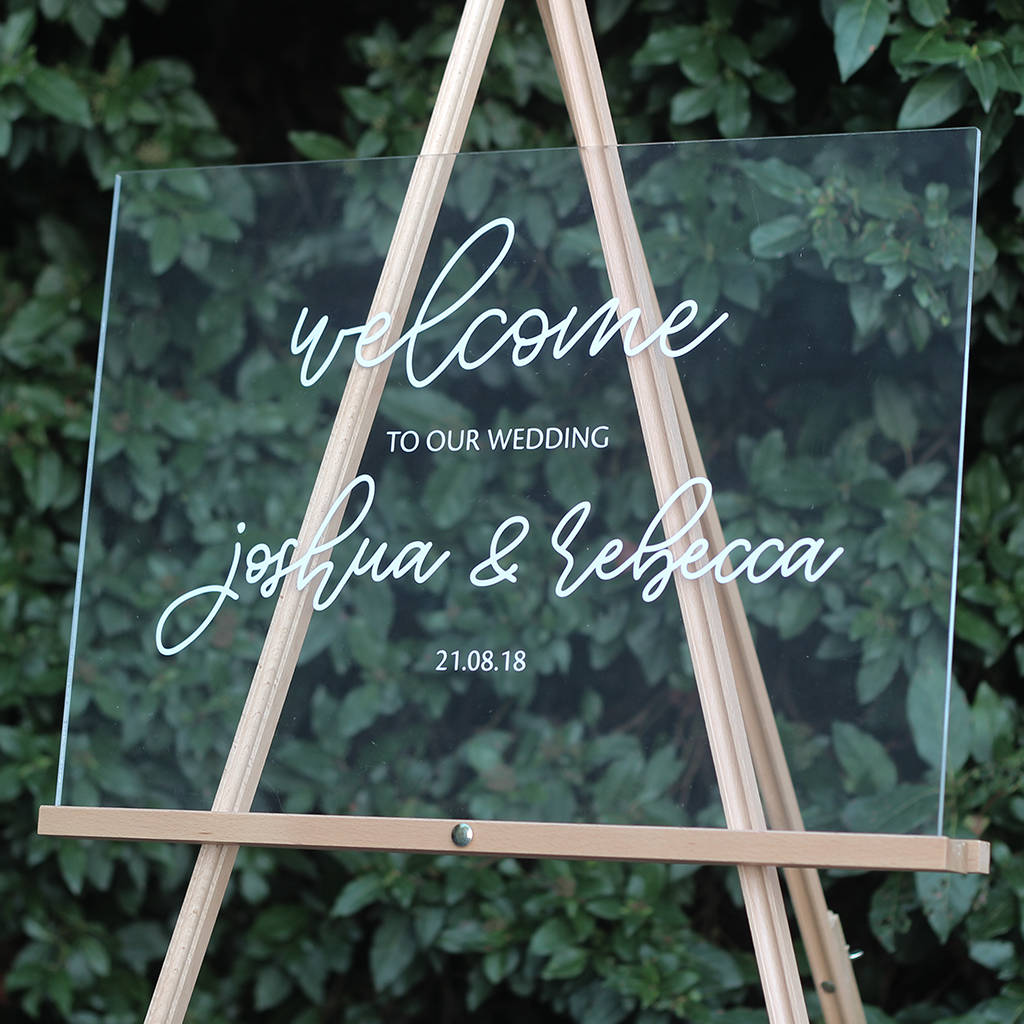 Personalised Acrylic Wedding Welcome Sign, 1 of 3