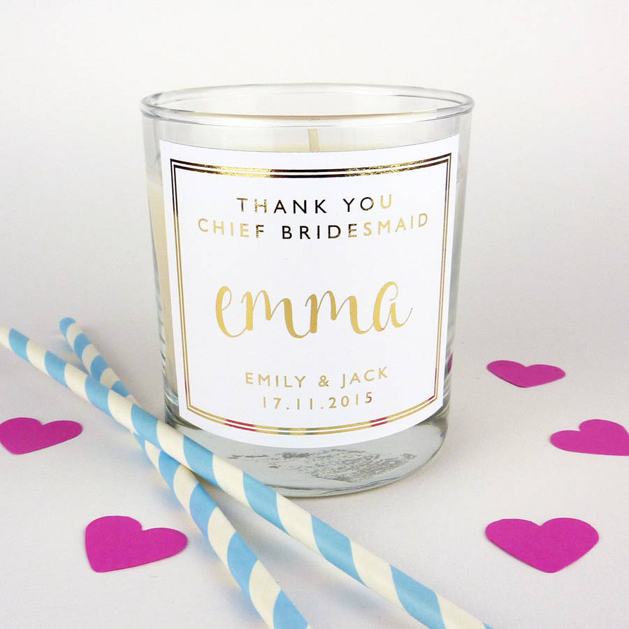 Thank You Chief Bridesmaid Candle By Little Cherub Design ...