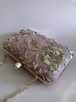 Pink Handcrafted Raw Silk Clutch Bag, 6 of 6