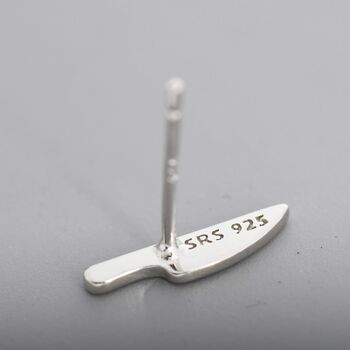 Tiny Knife Stud Earrings In Sterling Silver, 6 of 9