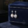 Pearl And Hydrangea Cz Flower Drop Stud Earrings, thumbnail 3 of 10