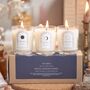 Set Of Three Mini Moon Phase Crystal Intention Candles In Gift Box, thumbnail 1 of 3