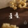 Sterling Silver Cute Weasel Stud Earrings, thumbnail 6 of 11