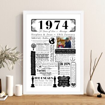 Personalised 50th Golden Wedding Anniversary Print, 2 of 7