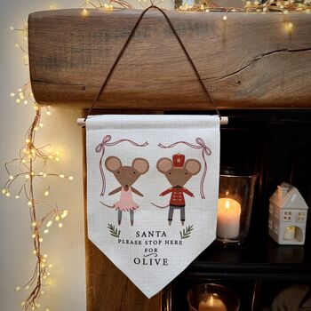Personalised Santa Stop Here Nutcracker Mouse Wall Hanging, 2 of 3