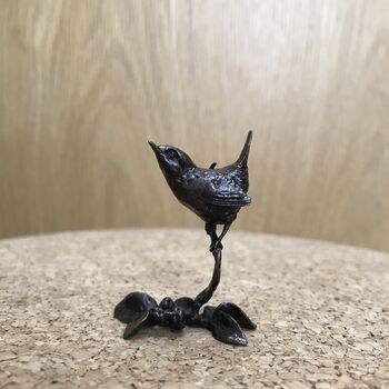 Miniature Bronze Wren Sculpture 8th Anniversary Gift, 4 of 12