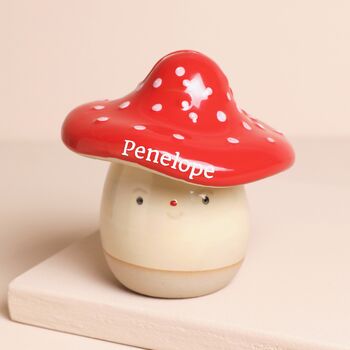 Personalised Name Ceramic Toadstool Money Box, 2 of 5