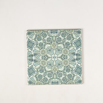 Aqua Pomegranate Handprinted Ceramic Tile, 2 of 11