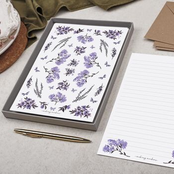 Double Sided A5 Writing Paper With Purple Flowers, 4 of 5