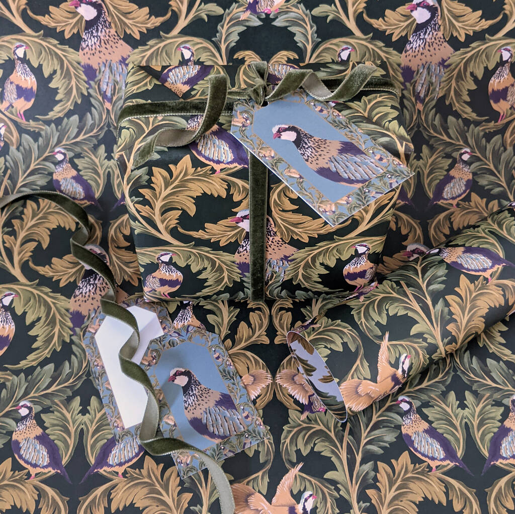 Christmas Wrapping Paper Set Partridge Design By Tuppence Collective ...