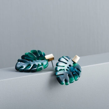Monstera Leaf Earrings, 2 of 3