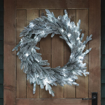 60cm Pre Lit Outdoor Snowy Christmas Wreath, 4 of 4