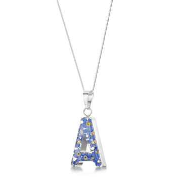 Gift For Teacher Initial Pendant Necklace With Real Flowers, 6 of 12