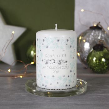 Personalised First Christmas New Home Snowflake Candle, 7 of 8