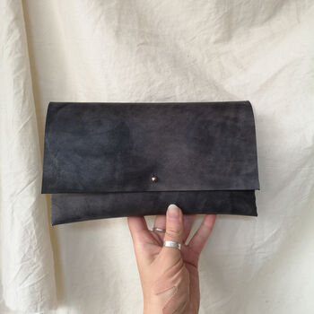 Leather Clutch Bag With Interlocking Seam, 7 of 12