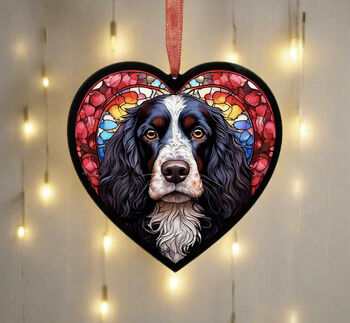 Cocker Spaniel Stained Glass Effect Heart Suncatcher, 3 of 9