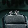Sterling Silver Triangle And Sapphire Blue Marquise Cz Arrow Stud Earrings, thumbnail 2 of 12