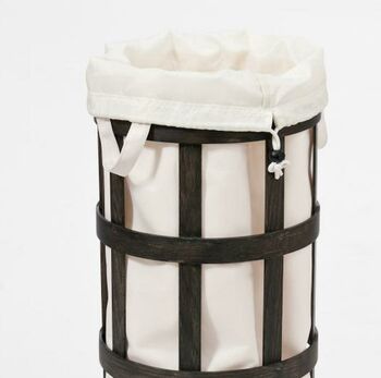 Dark Oak Laundry Basket White Bag, 2 of 4