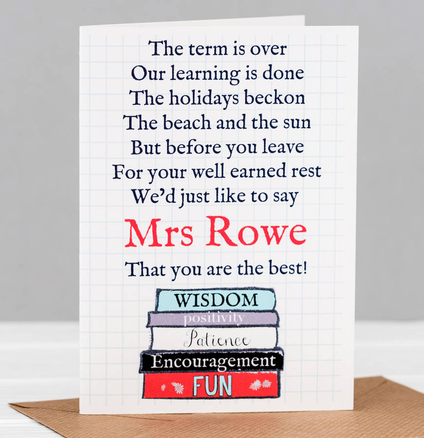 Personalised Teacher Poem Card By Helena Tyce Designs ...