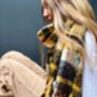 Personalised Mustard Check Fringed Scarf, thumbnail 4 of 4