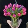 Everlasting Mid Pink Tulip Bouquet In Vase, thumbnail 1 of 7