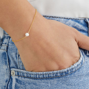 Delicate Gold, Silver, Rose Gold Single Pearl Bracelet, 5 of 8