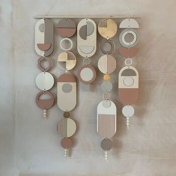 Modern Wall Art With Gold Metal Hoop Detailing And Blush Pink Accents, 2 of 6